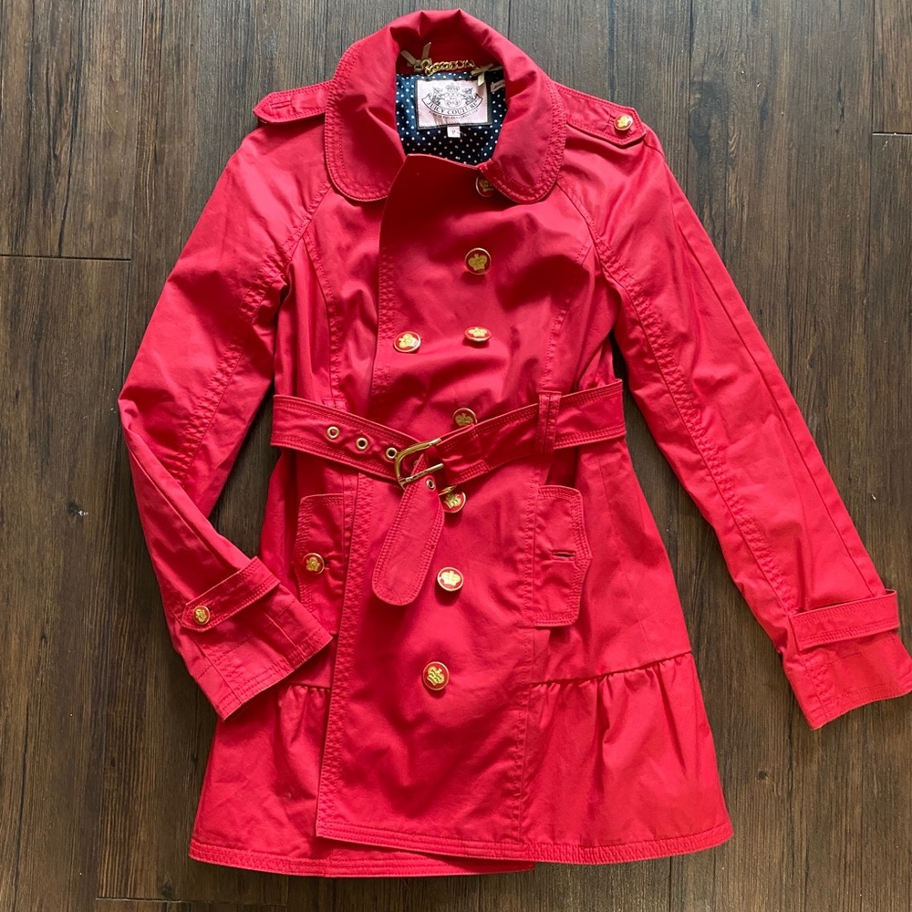 Juicy Couture red trench coat, rain jacket P XS